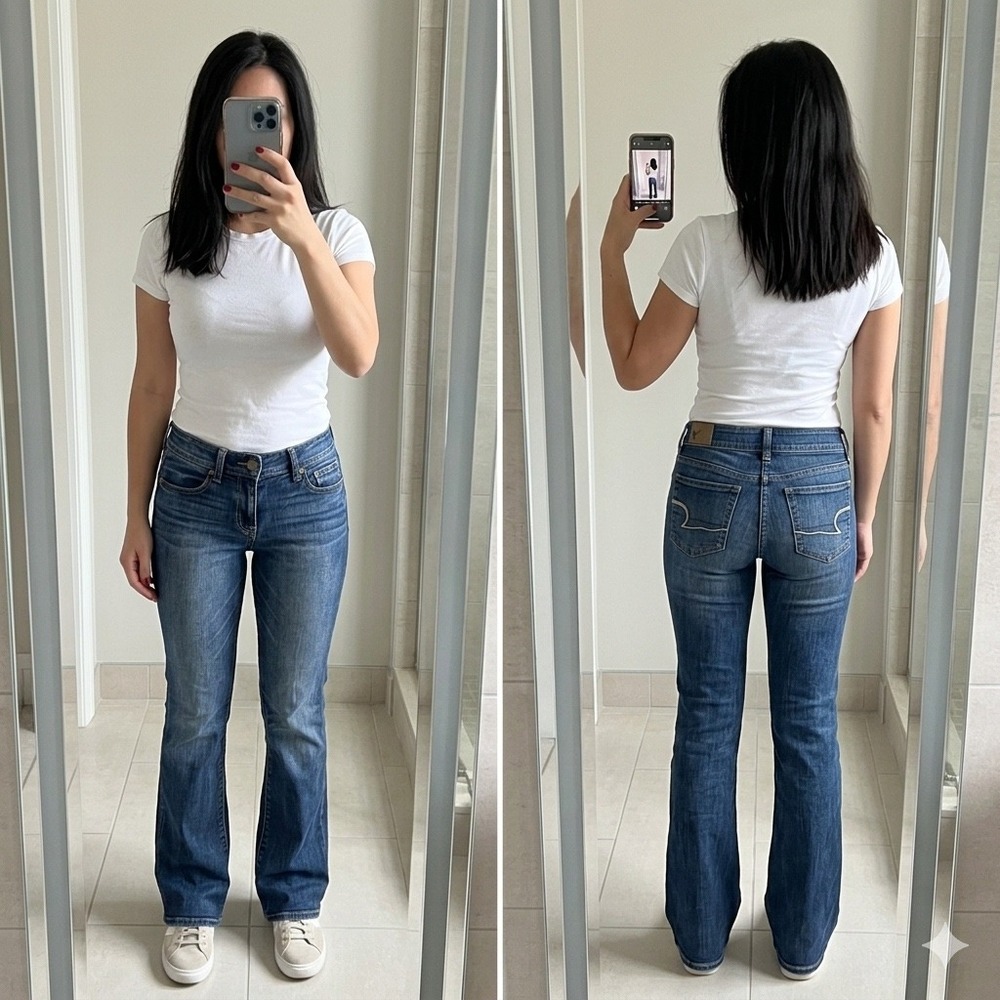 American Eagle Kick Boot Stretch Jeans Womens 6 X-Long Blue Low Rise Bootcut
